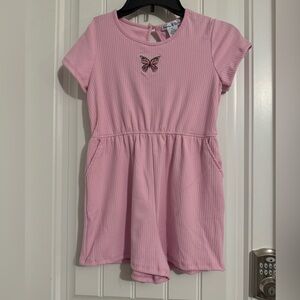 Cute Emma & Elsa girls size 12 pink embroidered butterfly shorts romper new